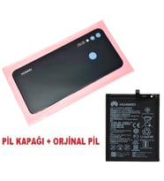 Tkgz Huawei Uyumlu Nova 3i Arka Pil Batarya Kapağı + PİL (CAM) SİYAH