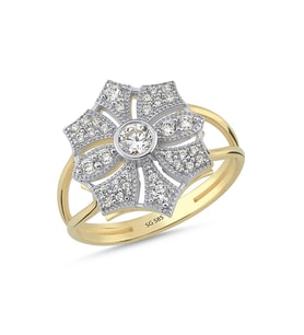 14 Ayar Taşlı Çiçek Desenli Altın Yüzük 3.10 Gram