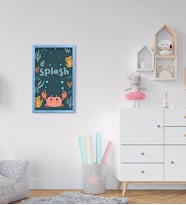 BK Home Yengeç Tasarımlı Dekoratif Mavi Ahşap Çerçeveli Çocuk Odası Tablo-1