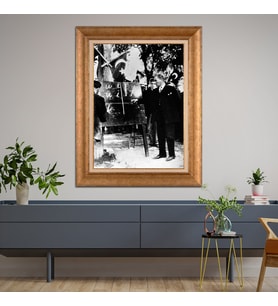 Altın Varaklı Çerçeveli Paspartulu Atatürk Tablo TR1101 (Gold)