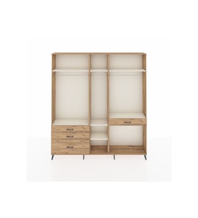 Arges Dolap 7 Raflı 4 Çekmeceli 3 Askılı 220x30x243 Çam-Aytaşı/Çam
