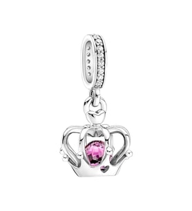 Kırmızı Taşlı Kraliçe Tacı Charm  925 Ayar Gümüş