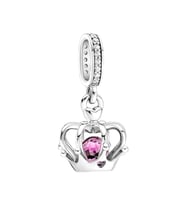 Kırmızı Taşlı Kraliçe Tacı Charm  925 Ayar Gümüş