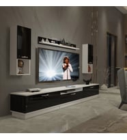 Decoraktiv Trendstyle 270DA Slm Tv Ünitesi Tv Sehpası - Beyaz Siyah (Siyah - Beyaz)