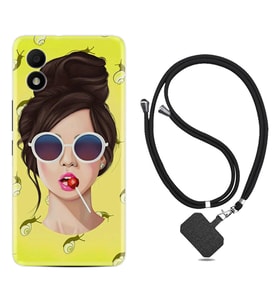 TCL 303 Kılıf Resimli Boyun Askılı İpli Desenli Silikon Lollipop Woman 1416