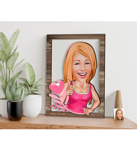 BK Gift Kişiye Özel Kadın Karikatürlü 3D Ahşap Tablo, Sevgiliye Hediye, Arkadaşa Hediye, Yıl Dönümü Hediyesi, Doğum Günü Hediyesi-49