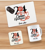 BK Gift Kişiye Özel İsimli Öğretmenler Günü Tasarımlı Kupa, Bardak Altlığı ve Mousepad Hediye Seti - 13, Öğretmene Hediye, Öğretmenler Günü
