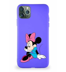 Apple iPhone 11 Pro Max Soft Premier Kapak Minnie Mouse-E Tasarımlı Silikon Kılıf - Mor (Şeffaf)