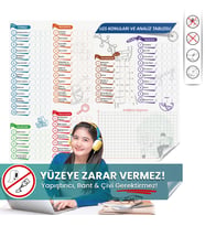 LGS Konuları Ve Analiz Tablosu, Sınava Hazırlık Planlayıcı, Statik Tutunan Akıllı Kağıt Yazı Tahtası