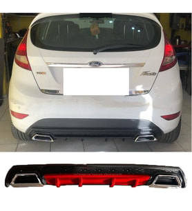 Ford Fiesta MK7 Kırmızı Difüzör Çiftli Kare Egzoz Görünümlü D Tip Difizör