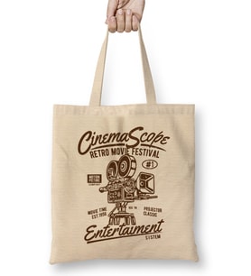 Vintage CinemaScope Retro Movie Festival Bez Çanta Uzun Saplı