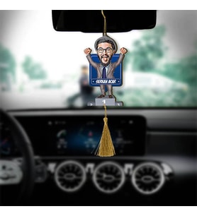 Kişiye Özel Şampiyon Karikatürlü Ahşap Dikiz Ayna Araba Süsü