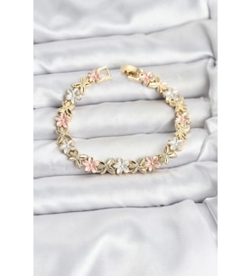 Lotus Model Pirinç Gold ve Pembe Renk Kadın Bileklik