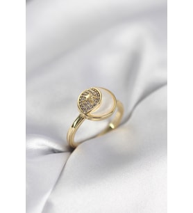 Ay Yıldız Model Gold Renk Zirkon Taşlı Kadın Yüzük TJ-BYK3995