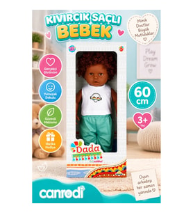 1060091 Dada Kıvırcık Saçlı Bebek 60 cm -canrodi