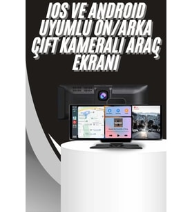 4k 10.2 İnç Çift Kameralı Araç Multimedya Ekranı Carplay Kablosuz Tüm Cihazlara Uyumlu