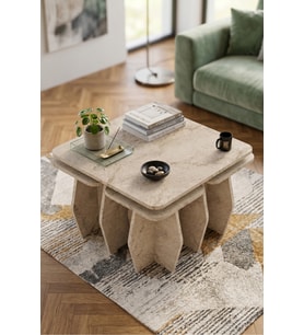 Orta Sehpa Ve Zigon Sehpa 5'li Set Modern Çok Amaçlı Salon Oturma Odası Yan Sehpa 9248 Atlantik Çam