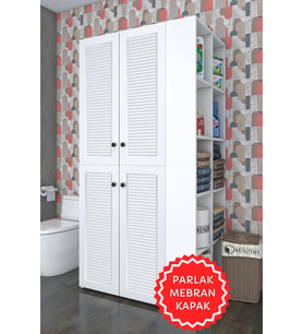 Kenzlife membran çamaşır-kurutma makinesi dolabı kapaklı fedyenka byzbyz 180*090*60 mebran kapak MDF gövde banyo arkalıksız (Beyaz-Gri)