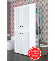 Kenzlife membran çamaşır-kurutma makinesi dolabı kapaklı fedyenka byzbyz 180*090*60 mebran kapak MDF gövde banyo arkalıksız (Beyaz-Gri)