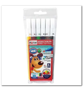 Keçeli Kalem 6 Renk Plastik Kutu Fatih 6 Renk Keçeli Kalem Tam Boy Plastik Kutu (Karışık)