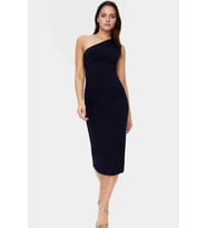 Bodycon Midi Elbise Kolsuz Tek Omuz Örme Kumaş Günlük Şık Dayanıklı Malzeme