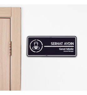 Ofis Odalarına Özel Kapı İsimlik Tabelası Ofis Yönlendirme Kapı İsimlik Genel Müdür Oda Tabela (Siyah)