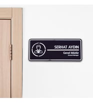 Ofis Odalarına Özel Kapı İsimlik Tabelası Ofis Yönlendirme Kapı İsimlik Genel Müdür Oda Tabela (Siyah)