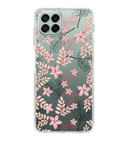 Samsung Galaxy M33 Kapak Floral Kırmızı Tasarımlı Şeffaf  Kılıf
