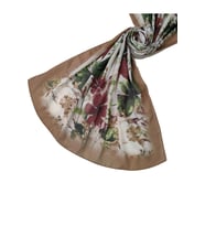 Ebruli Cotton Vual Çiçek Desenli Şal 75x190 cm (Zeytin Yeşili)