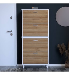 Modilayn UMAY' 2 Li Antre Hol 72 x 168 x 25,5 cm’ lik 4 Düşer Kapak 8 Göz Bölmeli Ayakkabılık