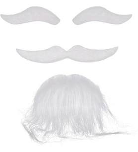 Beyaz Renk Kendinden Yapışkanlı Takma Sakal Bıyık ve Kaş Seti