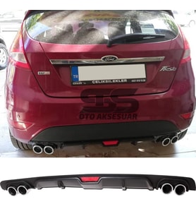 Ford Fiesta Mk7 Difüzör Arka Tampon Eki 4 Egzoz Çıkışlı Siyah