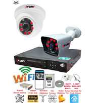 FURY 2 Kameralı 5mp 3.6mm Lens 2mp Görüntü 6 Atom Led Gece Görüşlü FullHd Güvenlik Kamerası 5525di 500GB