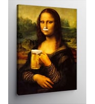Kanvas Tablo Bira İçen Mona Lisa