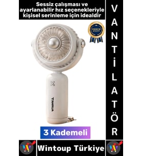 #Vantilatör Kompakt Sessiz Yoğun Üflemeli 3 Kademeli Şarjlı Hareketli Başlık Mini El Fanı Vantilatör