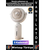 #Vantilatör Kompakt Sessiz Yoğun Üflemeli 3 Kademeli Şarjlı Hareketli Başlık Mini El Fanı Vantilatör