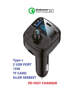 Bluetooth Araç Kiti Pd 3,0 Hızlı Araç Şarjı Mp3 Player Fm Transmitter