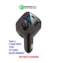Bluetooth Araç Kiti Pd 3,0 Hızlı Araç Şarjı Mp3 Player Fm Transmitter (Siyah)
