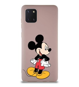 Samsung Galaxy Note 10 Lite Soft Premier Kapak Mickey Mouse-D Tasarımlı Silikon Kılıf - Pudra (Şeffaf)