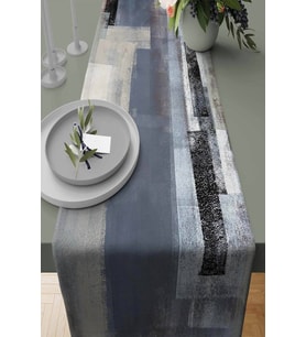 Gri Modern Desenli Premium Masa Örtüsü Runner RNR312