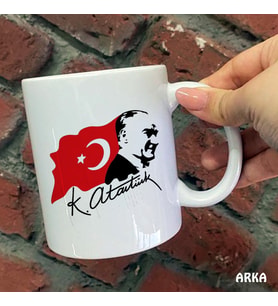 Size Özel Atatürk Türk Bayraklı Baskılı Kupa Bardaklar