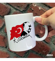 Size Özel Atatürk Türk Bayraklı Baskılı Kupa Bardaklar