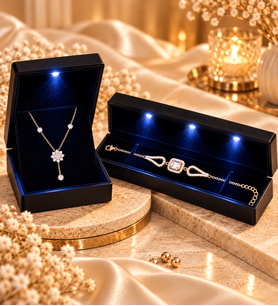 925 Ayar Gümüş Kadın Takı Seti Gold Sallantılı Kolye ve Rose Baget Bileklik Işıklı Kutulu