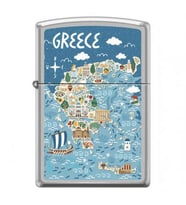 Zippo Greece Illustration Map Çakmak - 49007-00062-MODEL05