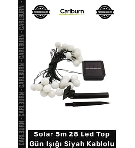 Özel Üretim Modern Şık Dekoratif Bahçe Balkon Lambası Solar 5m 28 Led Top Gün Işığı Siyah Kablolu