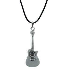 Gitar Deri ip Kolye - Gümüş Kaplama - Kadın Erkek Kolye - No:766