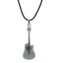 Gitar Deri ip Kolye - Gümüş Kaplama - Kadın Erkek Kolye - No:766