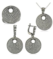 Gümüş Zirkon Taşlı Yuvarlak Bayan Set