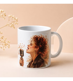 Music Girl Tasarım Porselen Kupa ( Kişiye özel isim baskısı yapılabilir )