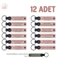 Lise Sınıflarına Anlamlı Bir Mezuniyet Hatırası 12'li Set, Anı Anahtarlığı, Pudra & Gri